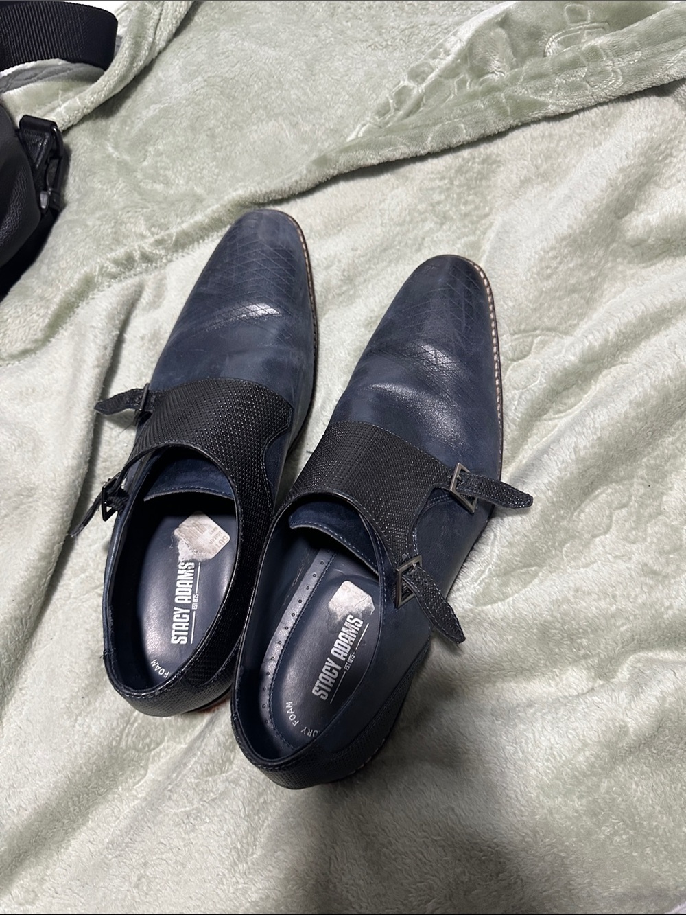 Stacy Adams Navy Double Monk Strap Oxfords